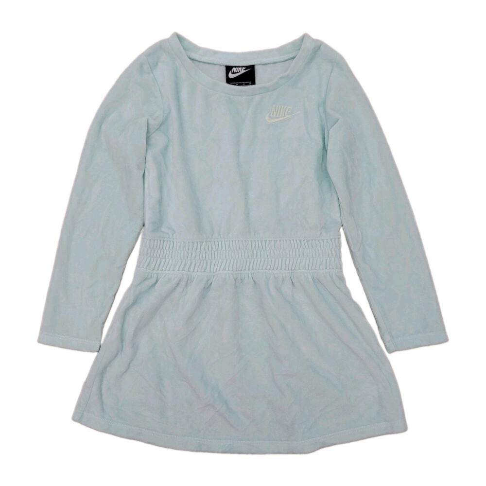 Nike Girls Velour Teal Long Sleeve Dress Size 6 (5-6 Years)